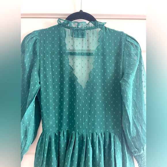 ASOS DESIGN shirred dobby midi dress in forest green - Picture 3 of 8